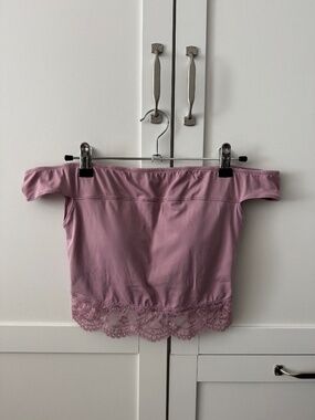 Off-Shoulder Satin & Lace Crop Top